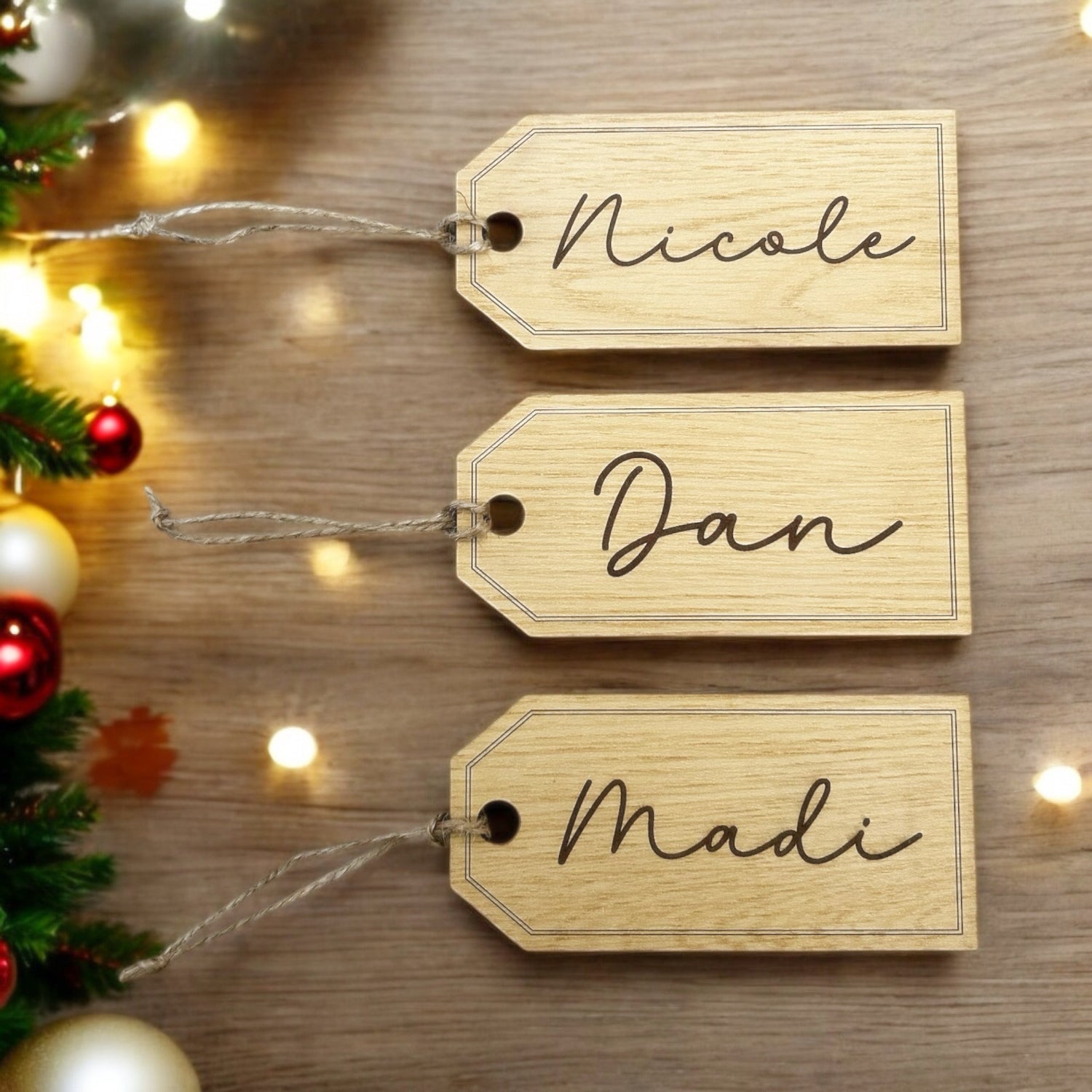 Custom Engraved Wood Stocking Tag