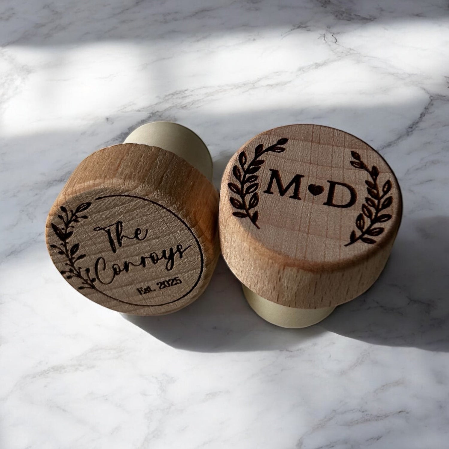 Custom Engraved Wine Stoppers - Set of 2