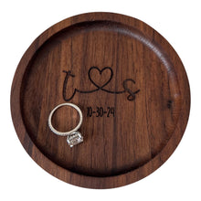 Custom Engraved Black Walnut Ring Dish