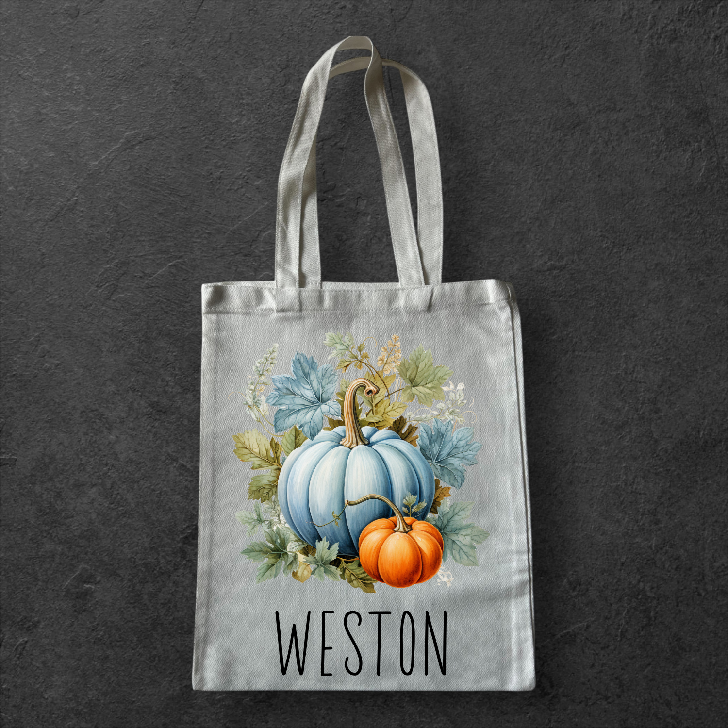 Personalized Trick or Treat Tote Bag - Blue Pumpkin