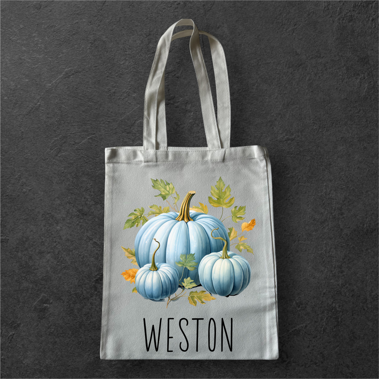 Personalized Trick or Treat Tote Bag - Blue Pumpkin