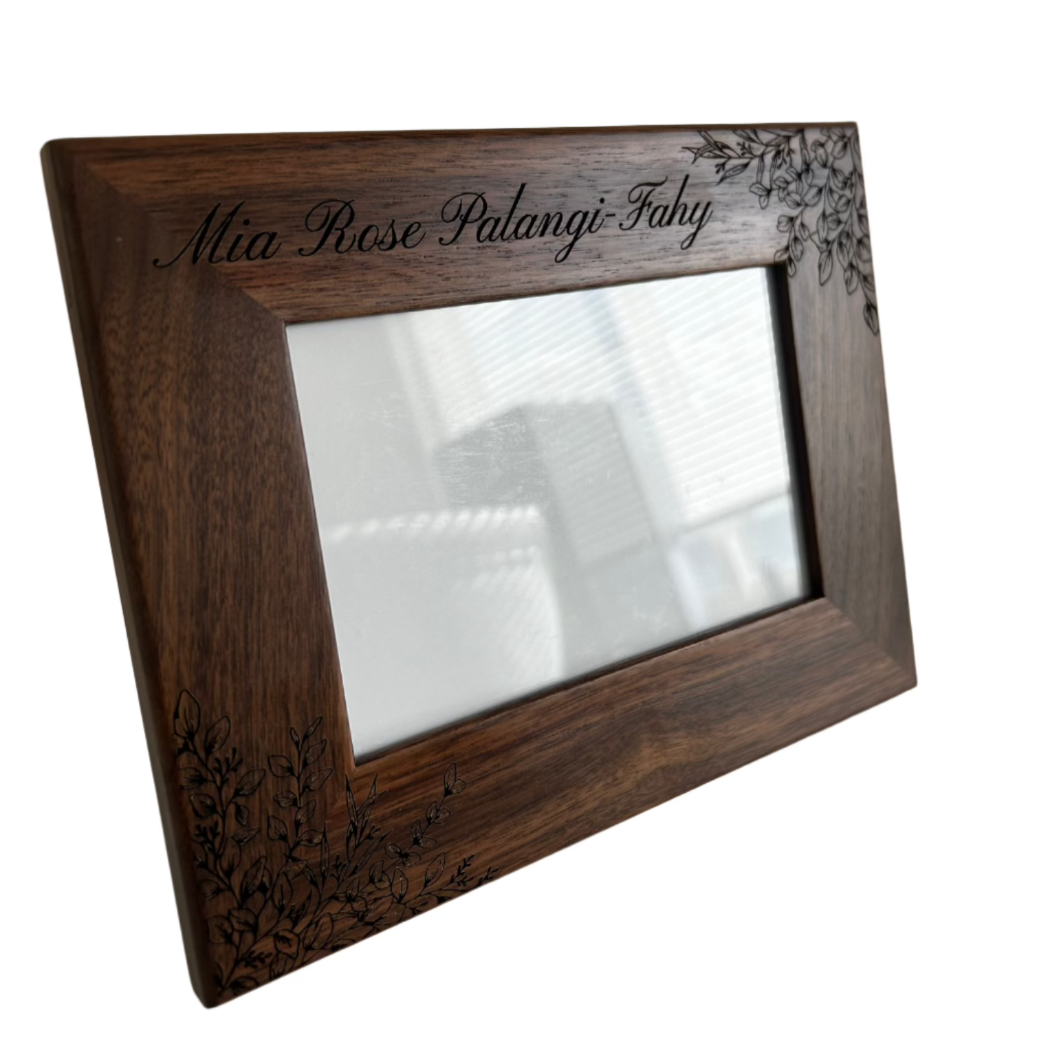 Custom Engraved 4" x 6" Genuine Walnut Picture Frame