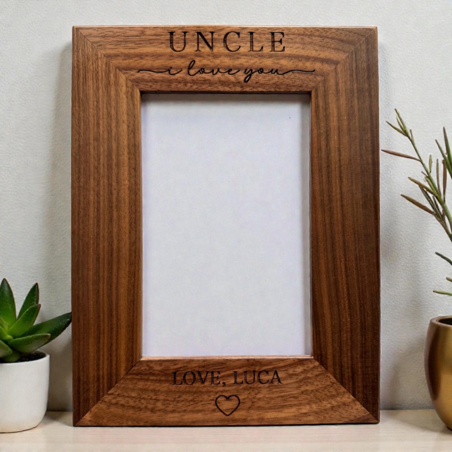 Custom Engraved 4" x 6" Genuine Walnut Picture Frame