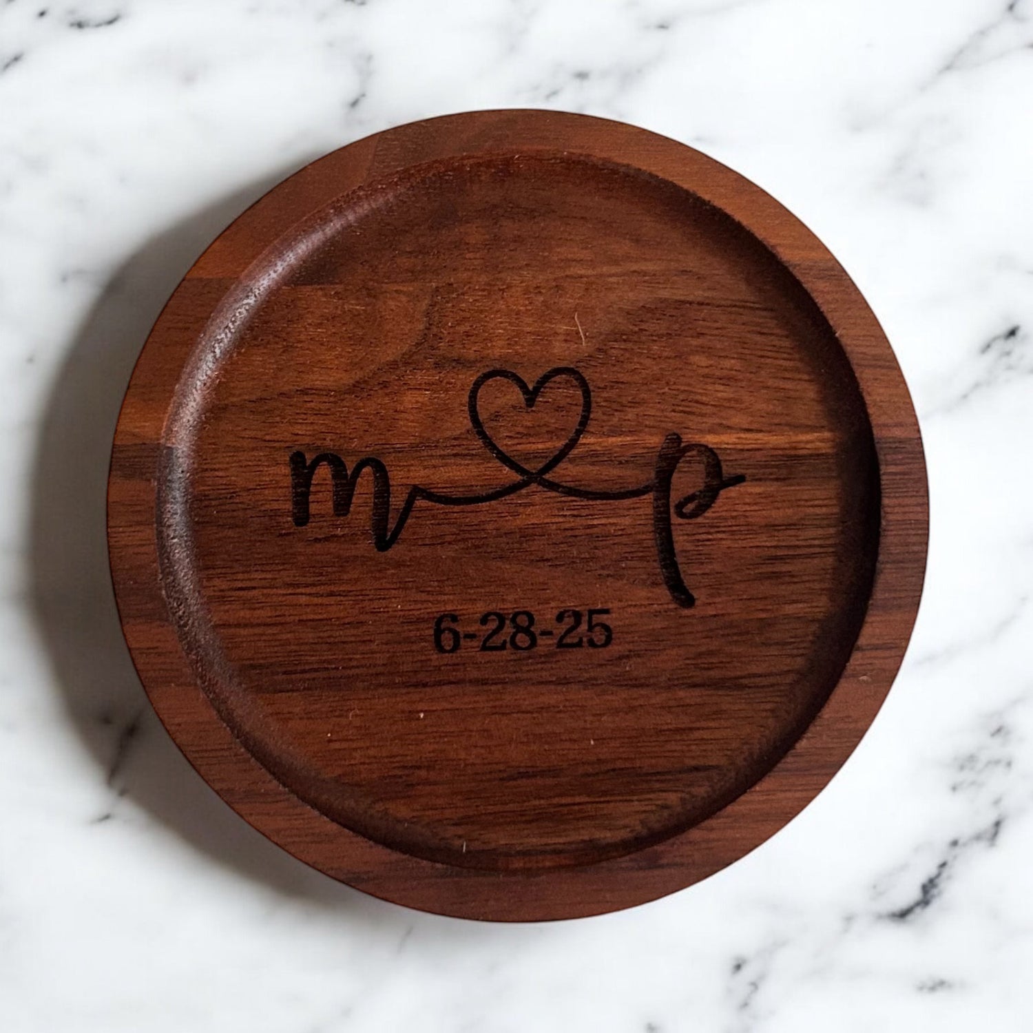 Custom Engraved Black Walnut Ring Dish