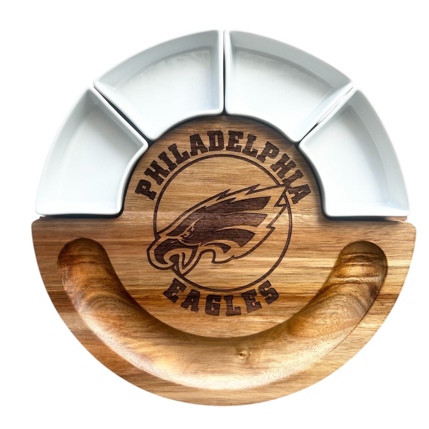 Personalized 13-Inch Charcuterie Board with Ceramic Bowls and Utensils