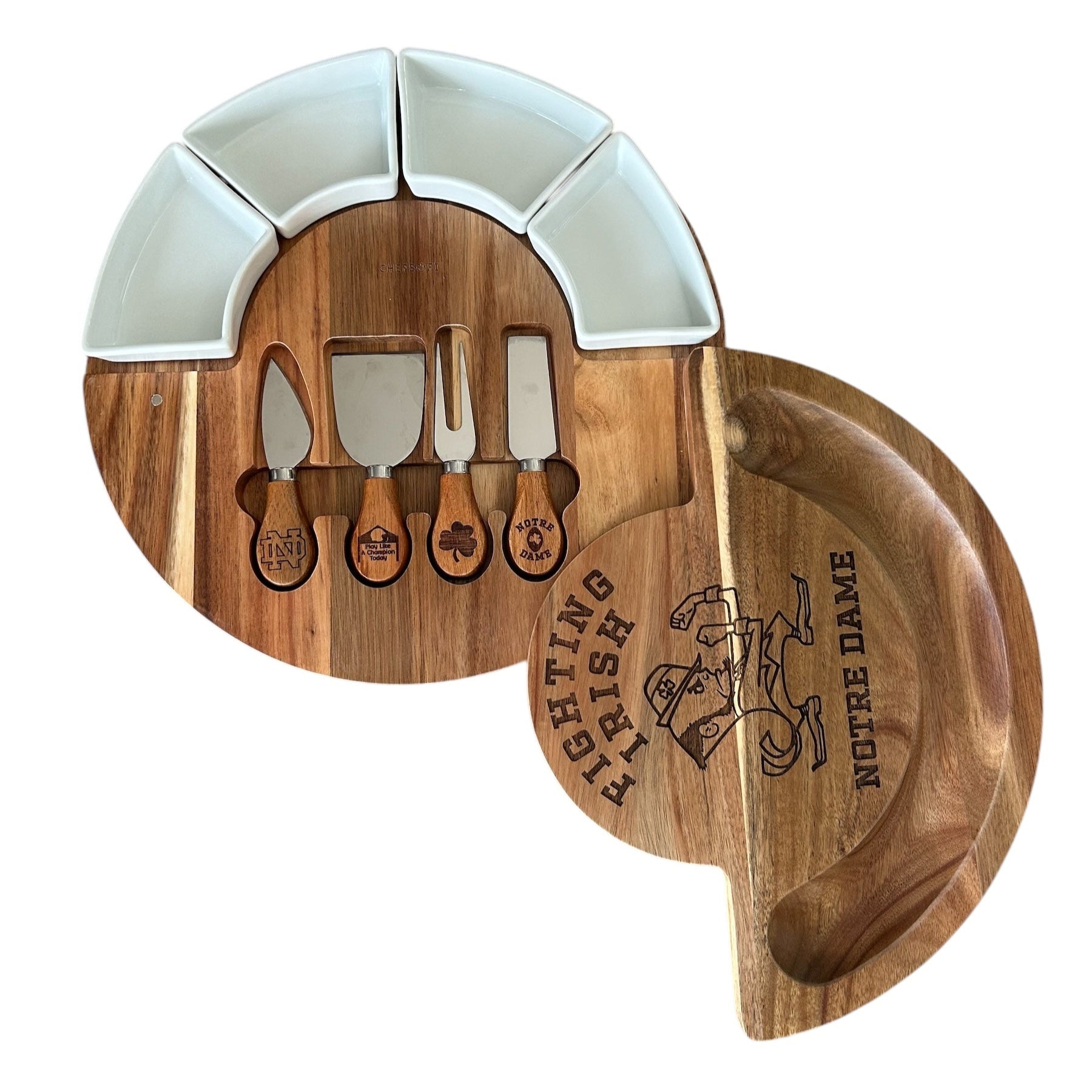 Personalized 13-Inch Charcuterie Board with Ceramic Bowls and Utensils