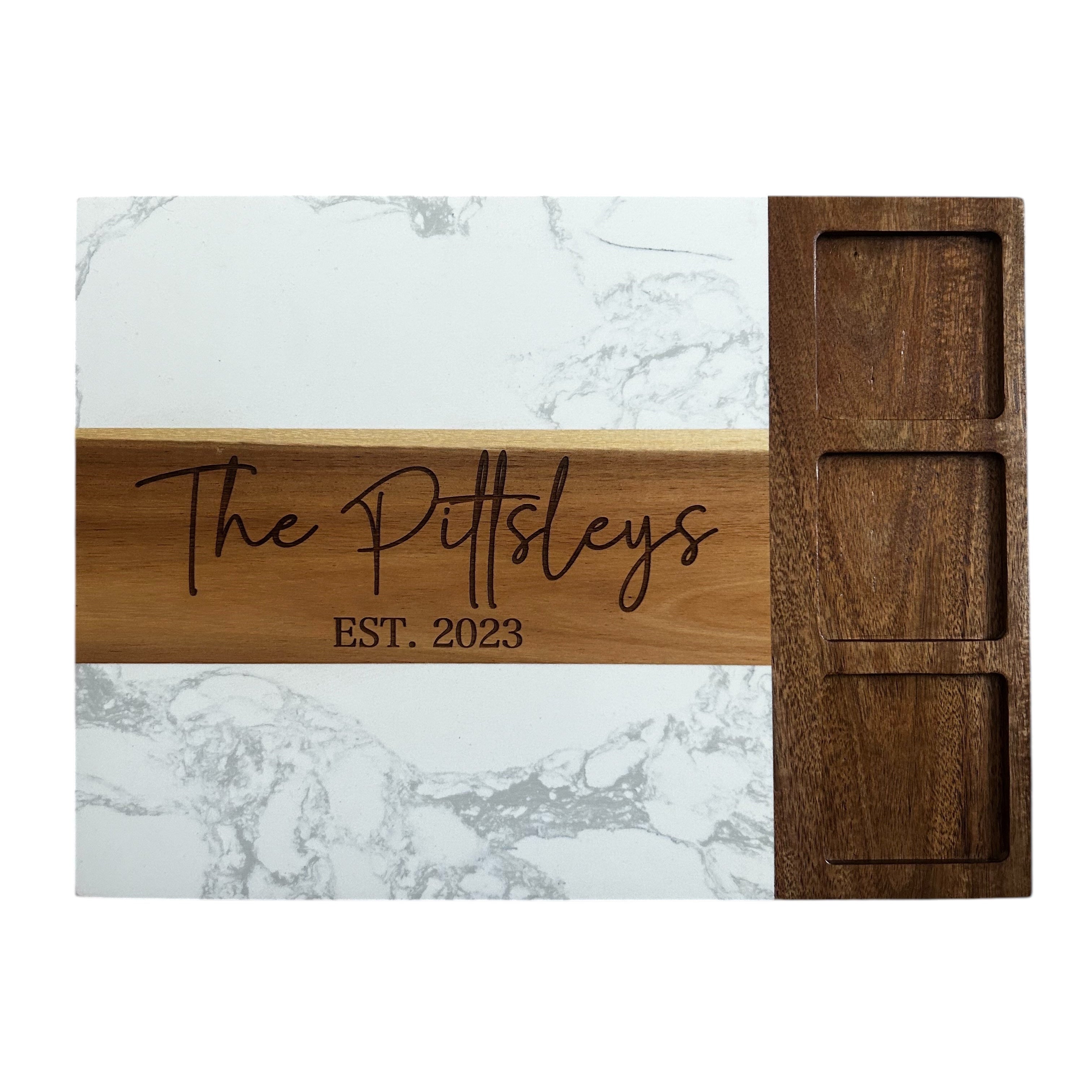 Personalized Marble Charcuterie Board Set – Custom Engraved 11-Piece Gift