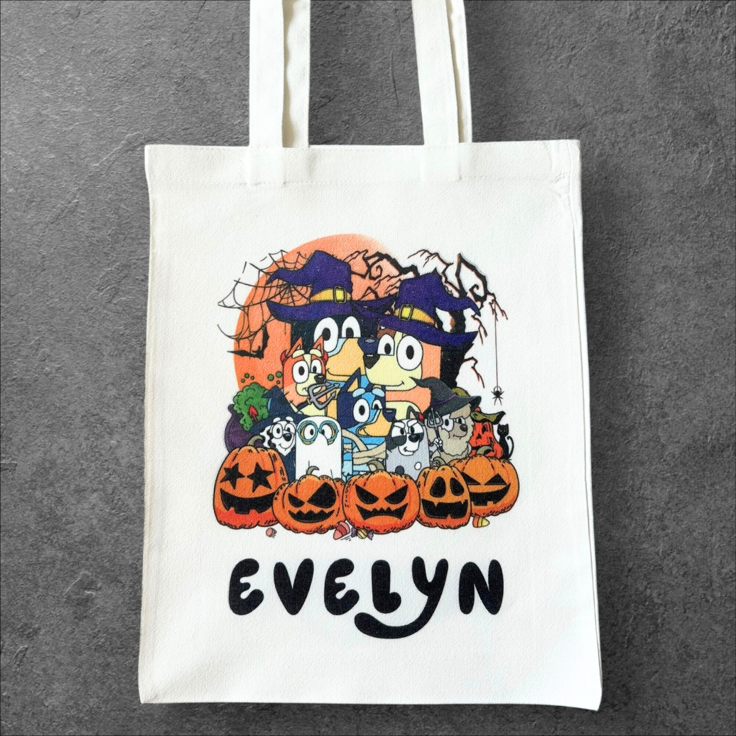 Personalized Trick or Treat Tote Bag - Blue Dog